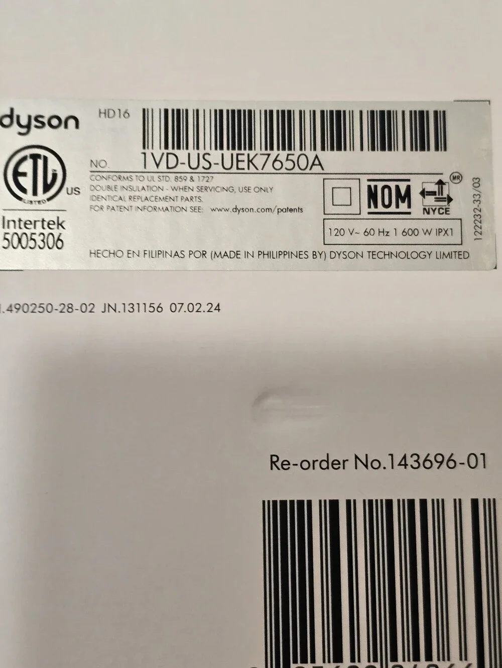 Dyson SuperSonic Nural Hair Dryer- Amber Silk